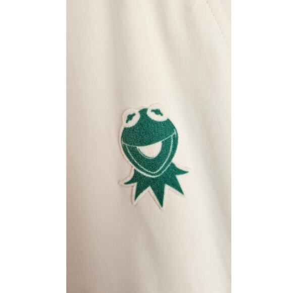 Disney The Muppets Kermit  Jogger Sweatpants Beige w/ Green Stripe Womens Sz LG - Picture 6 of 11